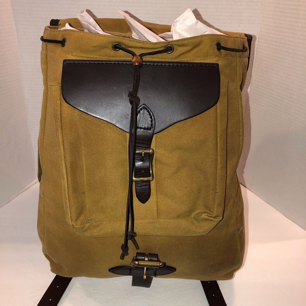 Filson Tan Tin Cloth Rugged Field Backpack Purse Bag - Picture 10 of 14